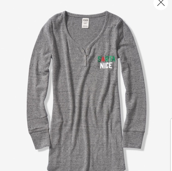 Victoria's Secret PINK Holiday Sleep Dress Gray XS - Picture 2 of 5